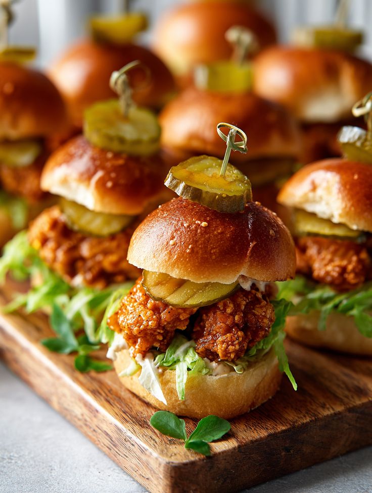 Mini burgers de poulet croustillant et pickles